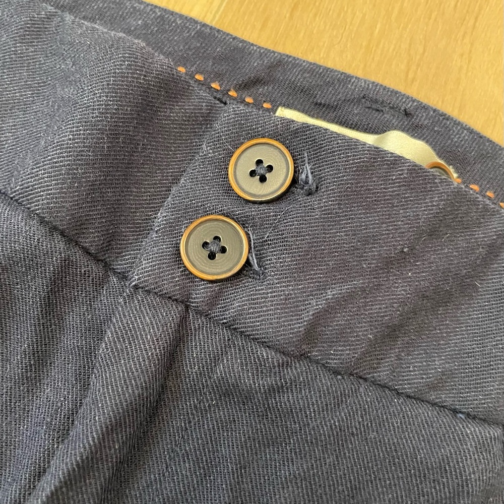 ANTHROPOLOGIE ELEVENSES Navy Blue Linen Wide Leg Trouser - Picture 3 of 12